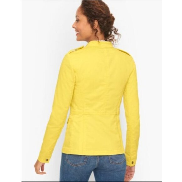 Talbots Plus Womens Yellow military denim Jacket Size 14W Cotton stretch - Picture 7 of 7